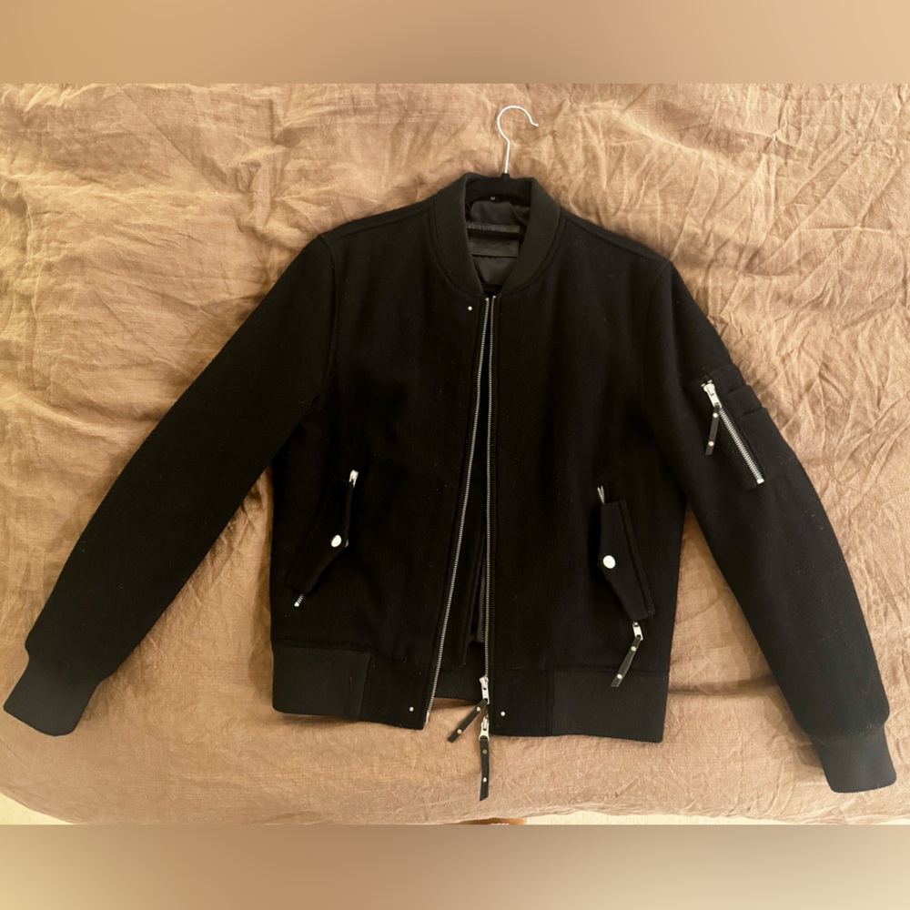 Men's Black Wool Bomber Jacket